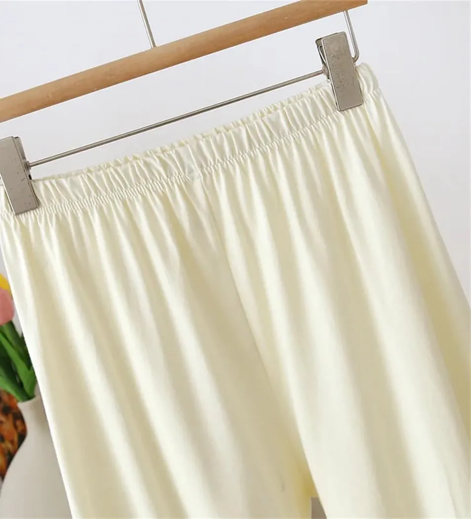 Women's Long Sleeve Cotton Knitted Pajama Set Solid Color Spring Summer Two Piece Home