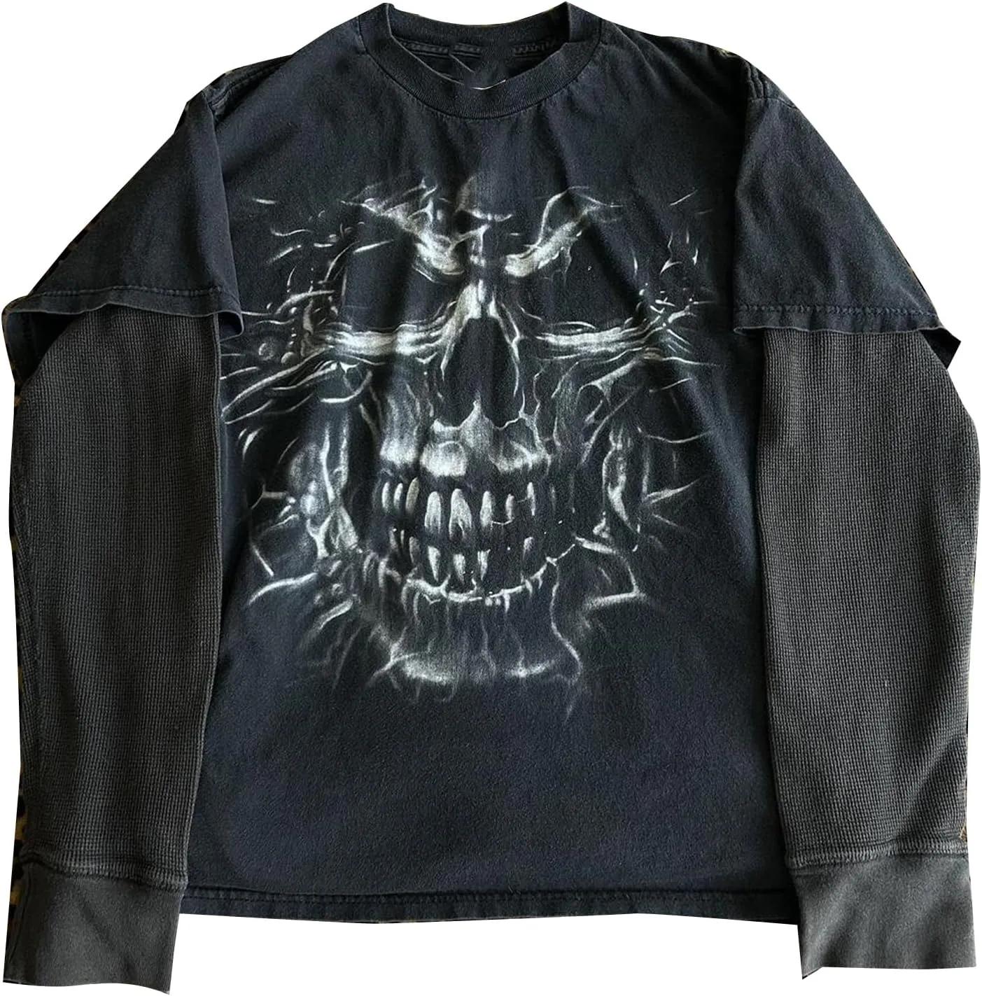 Womens Long Sleeve Fairy Grunge Tees Shirt Vintage Goth Skull Graphic Print Tops 90s Emo Aesthetic Clothes