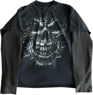 Womens Long Sleeve Fairy Grunge Tees Shirt Vintage Goth Skull Graphic Print Tops 90s Emo Aesthetic Clothes