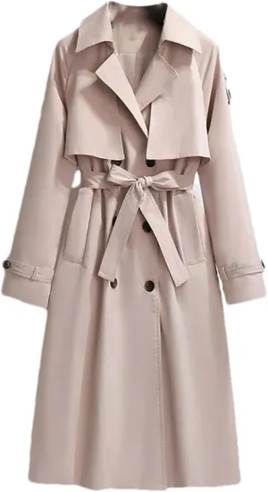 Women's Long Trench Coat – Double-Breasted Slim Fit Fashion Wind-Breaker Loose Casual Oversized Outwear With Belt