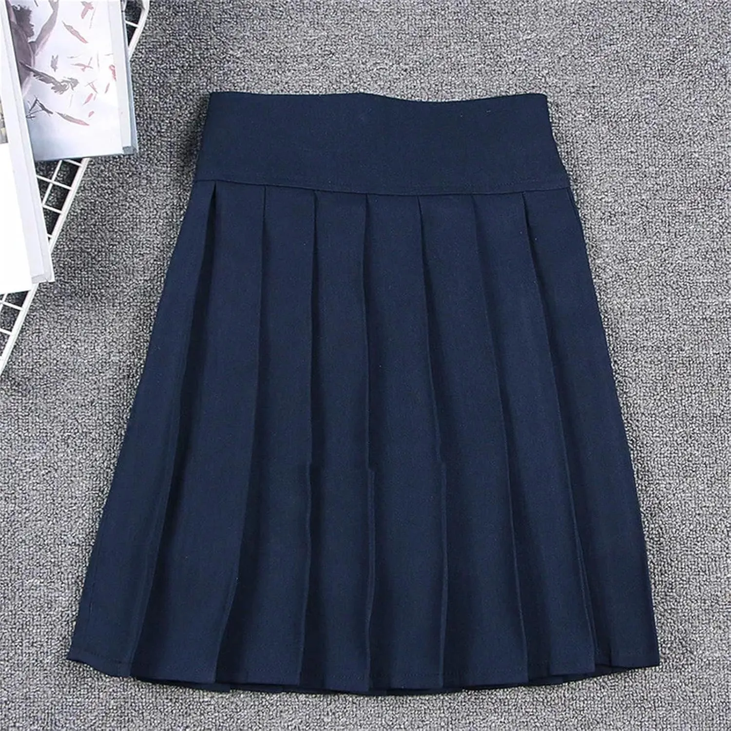 Women's Mini Pleated Skirt Elastic High Waist Pleated Students School Uniform Skirts Cosplay Costumes