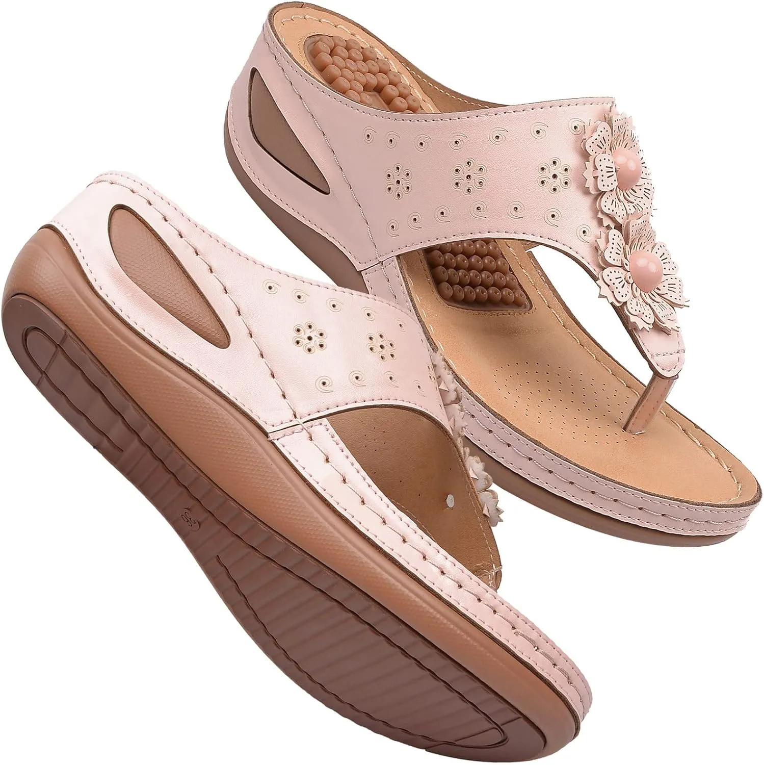 Womens Orthopedic Sandals with Arch Support Comfortable Walking Shoes Adjustable Thick Sole Summer Beach Casual Outdoor Plantar Fasciitis Relief Slides