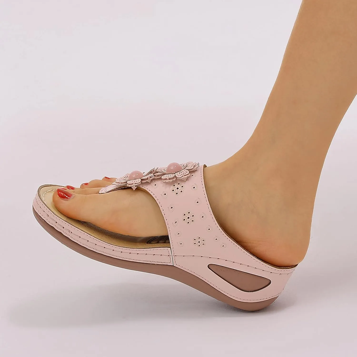 Womens Orthopedic Sandals with Arch Support Comfortable Walking Shoes Adjustable Thick Sole Summer Beach Casual Outdoor Plantar Fasciitis Relief Slides