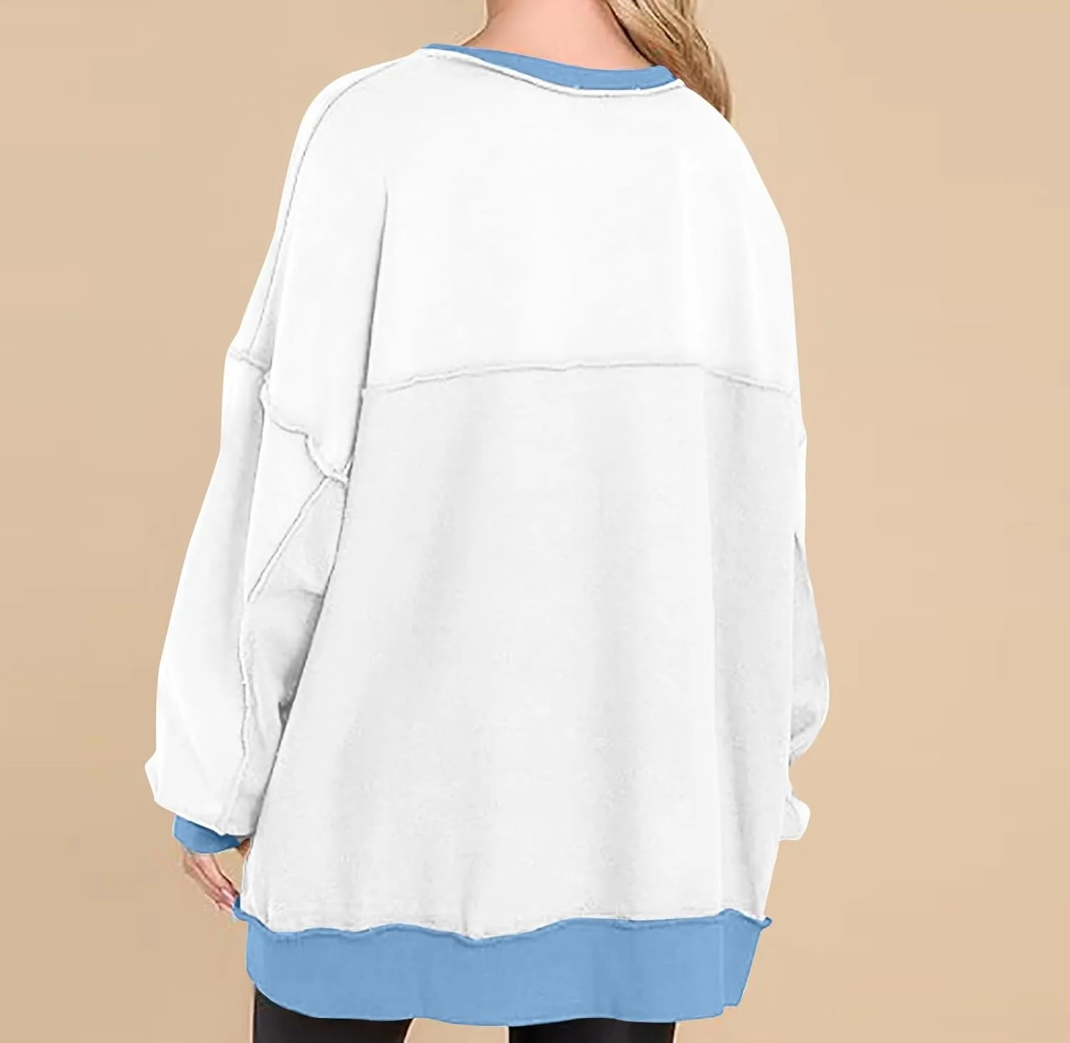 Women's Oversized Sweatshirts Long Sleeve Henley Button Down Pullover Hoodies Tunic Tops 2024 Trendy Fall Clothes