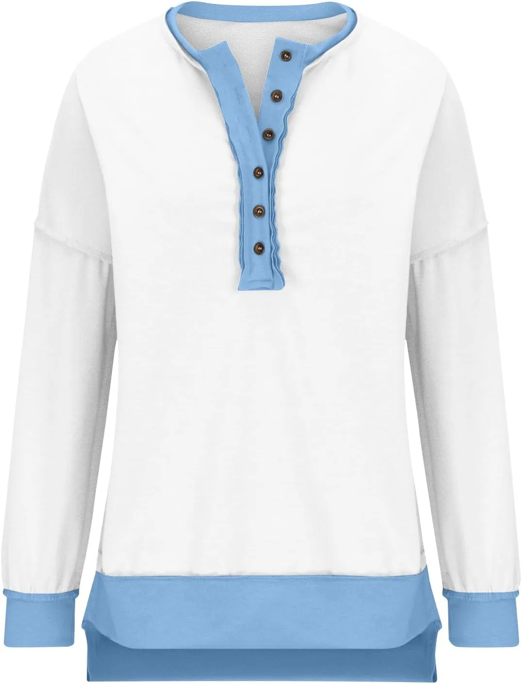 Women's Oversized Sweatshirts Long Sleeve Henley Button Down Pullover Hoodies Tunic Tops 2024 Trendy Fall Clothes
