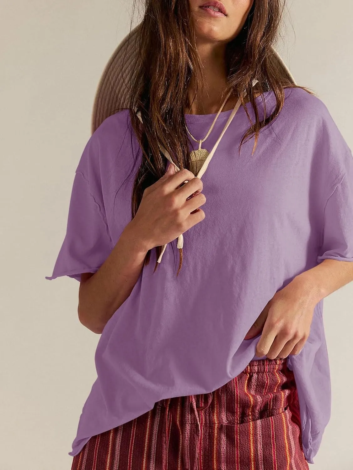 Women's Oversized Tshirts Summer Short Sleeve Crew Neck Cute Tops Loose Fitting Boxy Tee Shirts
