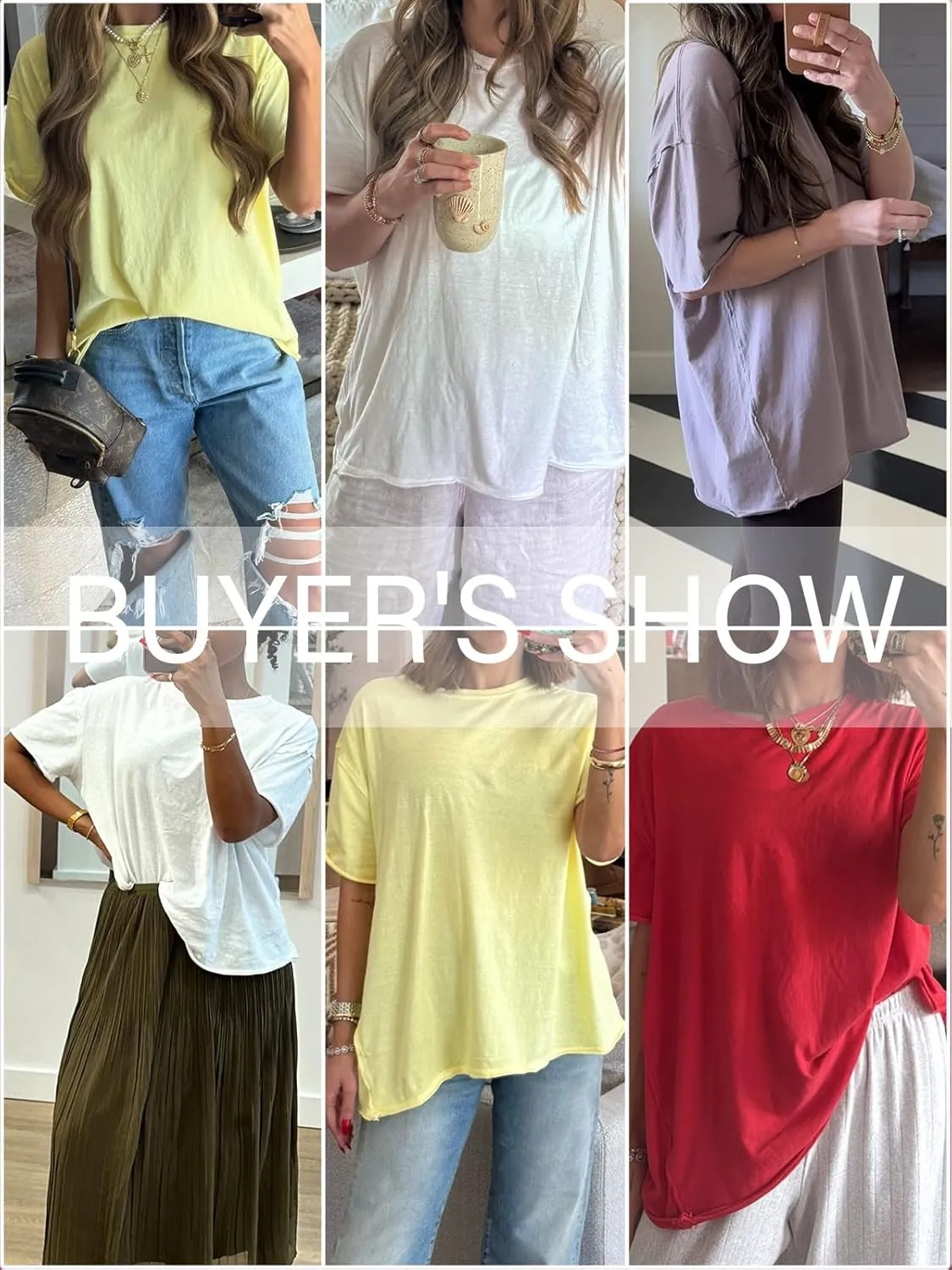 Women's Oversized Tshirts Summer Short Sleeve Crew Neck Cute Tops Loose Fitting Boxy Tee Shirts