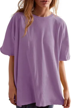 Women's Oversized Tshirts Summer Short Sleeve Crew Neck Cute Tops Loose Fitting Boxy Tee Shirts