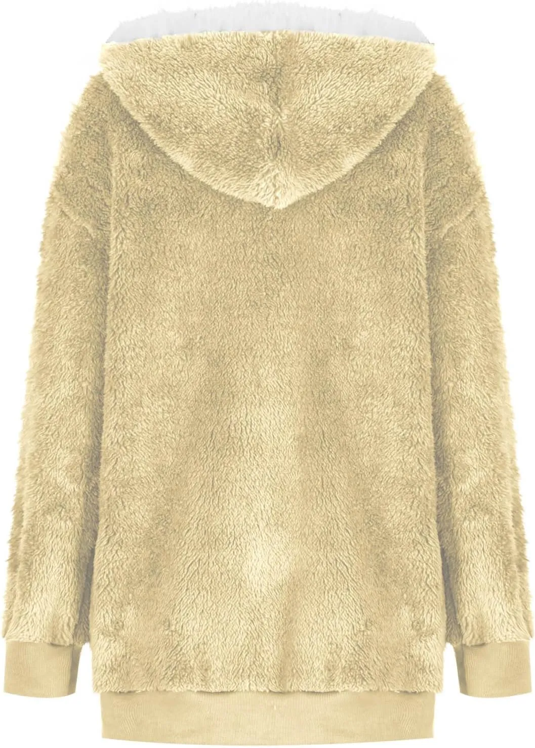 Womens Sherpa Jacket Oversized Fleece Jacket Teddy Bear Coat with Pockets Casual Open Front Hooded Fuzzy Cardigan