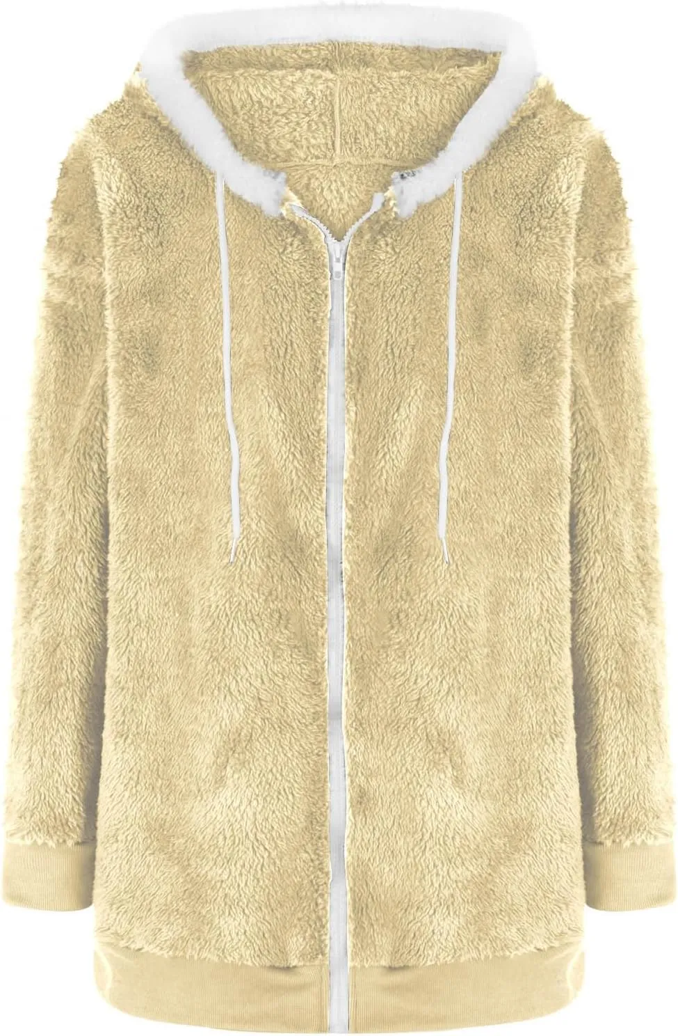 Womens Sherpa Jacket Oversized Fleece Jacket Teddy Bear Coat with Pockets Casual Open Front Hooded Fuzzy Cardigan