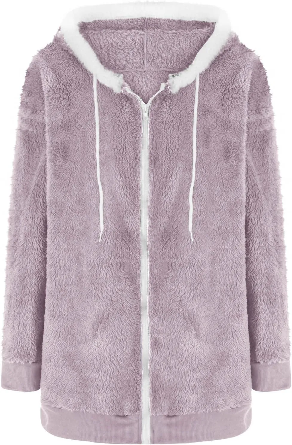 Womens Sherpa Jacket Oversized Fleece Jacket Teddy Bear Coat with Pockets Casual Open Front Hooded Fuzzy Cardigan
