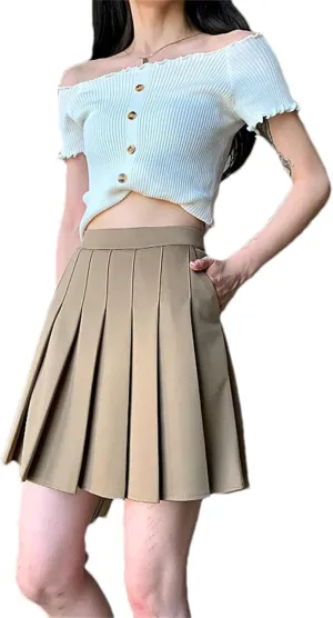 Women's Summer Casual Skirt  High Waist Mini Pleated Skirt Lightweight Golf Skirt