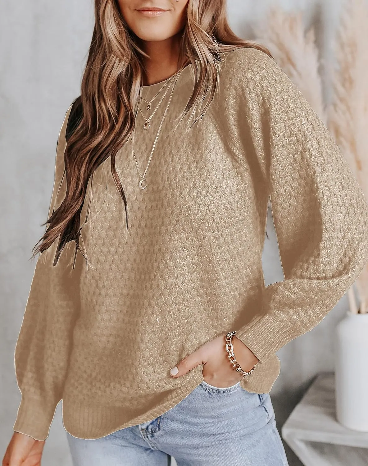 Womens Turtleneck Long Sleeve Knit Pullover Sweaters Solid Fall Winter Casual Spilt Hem Sweater Tops
