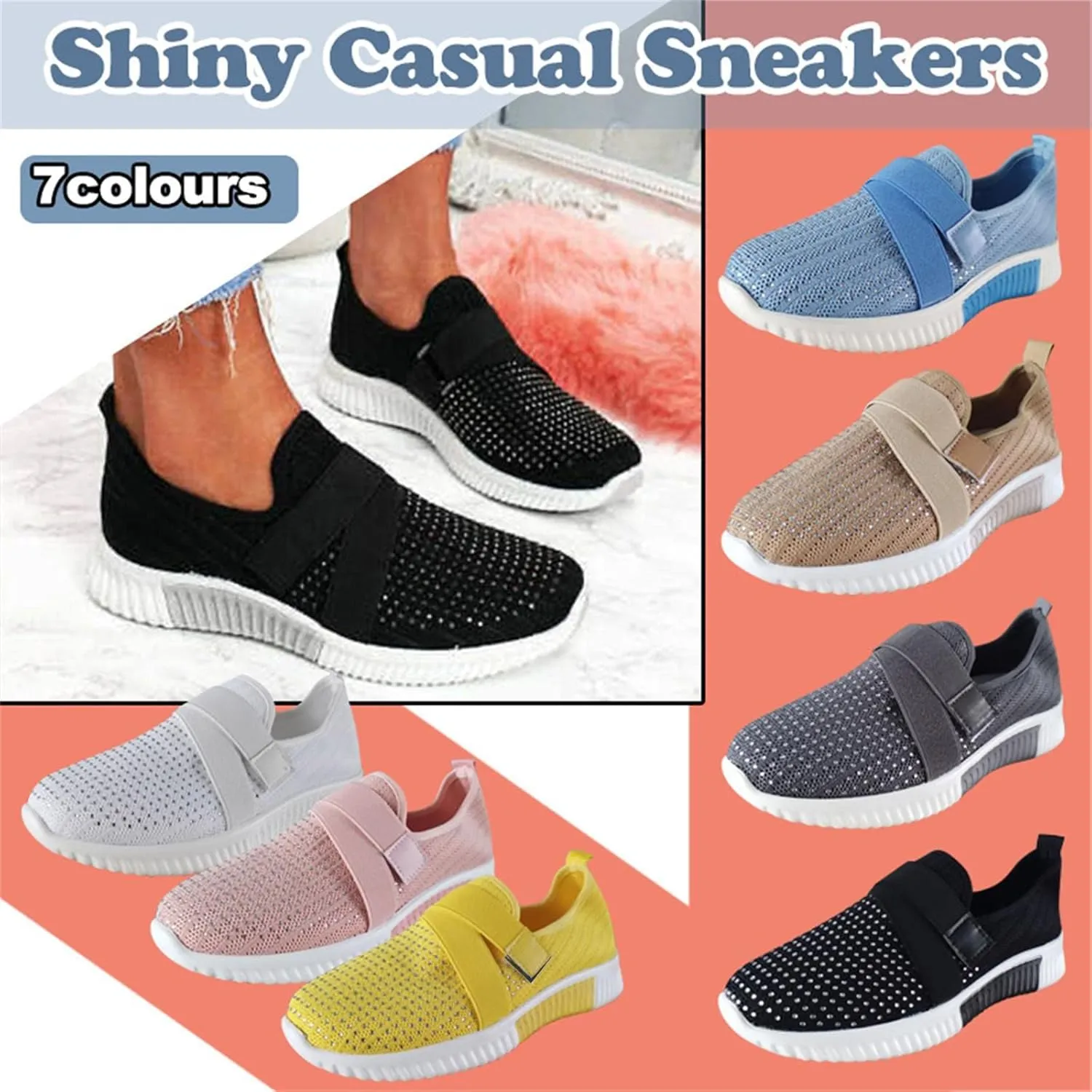 Womens Walking Shoes with Arch Support Soft Slip on Athletic Sneakers Comfortable Lightweight Orthopedic Sneakers