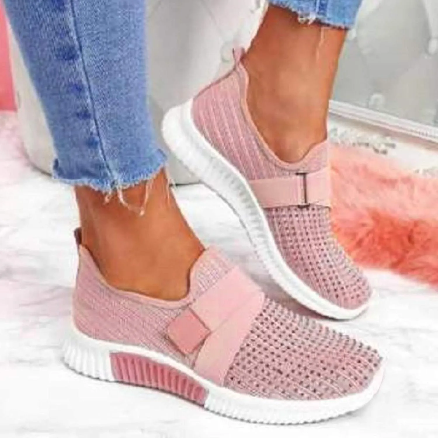 Womens Walking Shoes with Arch Support Soft Slip on Athletic Sneakers Comfortable Lightweight Orthopedic Sneakers