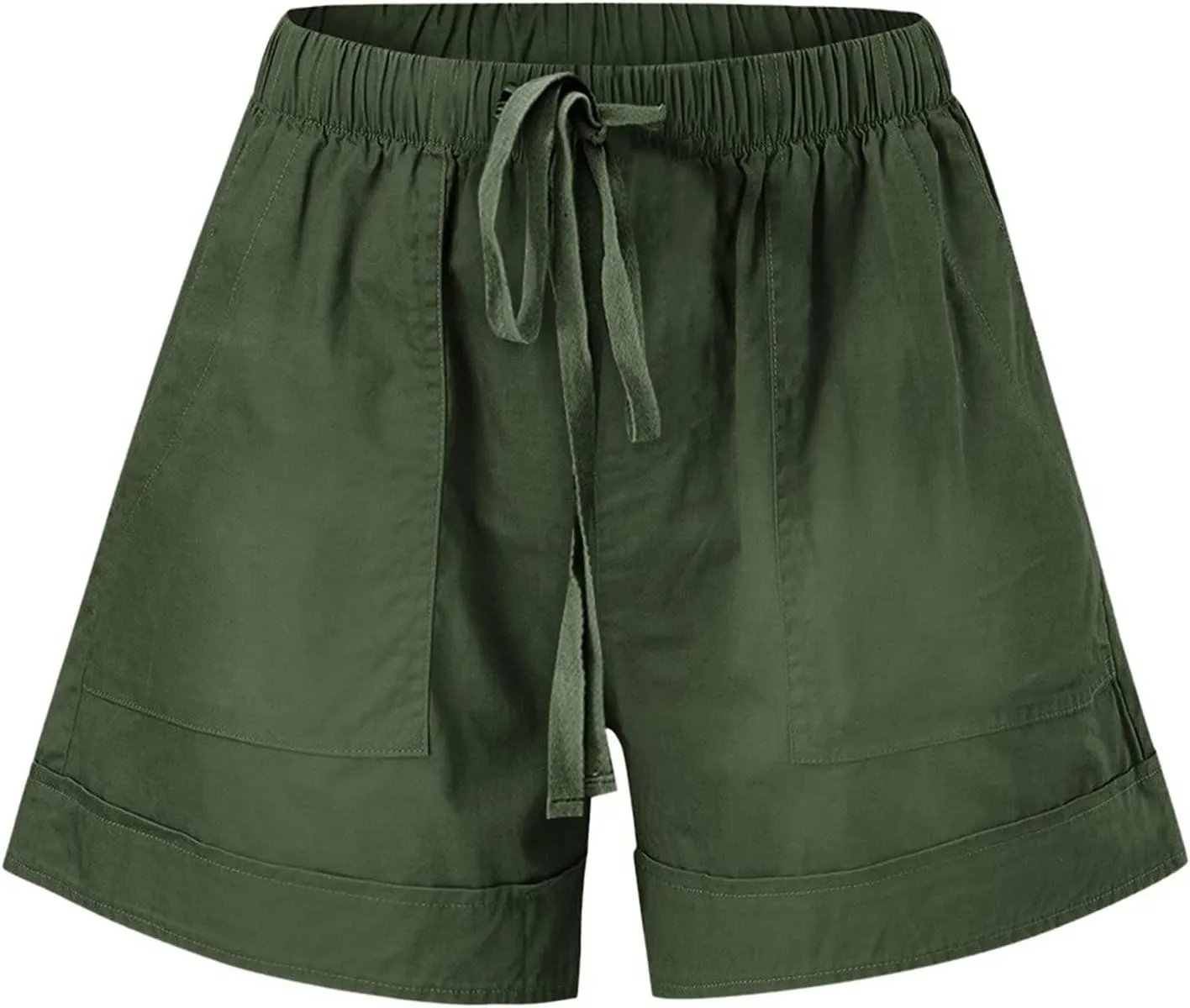Women's Wide Leg Shorts Without Pockets Lightweight High Waisted Adjustable Tie Knot Loose Summer Cute Trousers