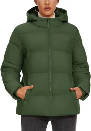 Women's Winter Down Jackets Hooded Lightweight Thermal Puffer Coats Padded Quilted Windproof Outwear