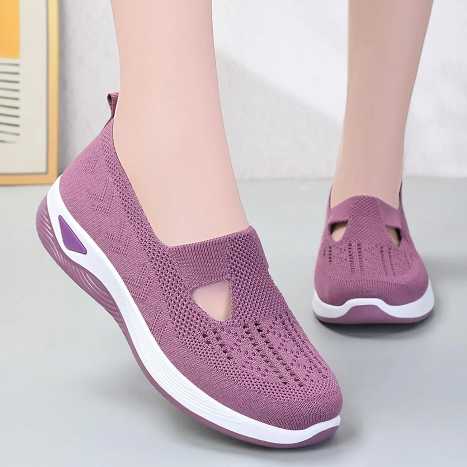 Womens Woven Orthopedic Walking Shoes Breathable Arch Support Sneakers for Heel Pain Relief Lightweight Anti Skid