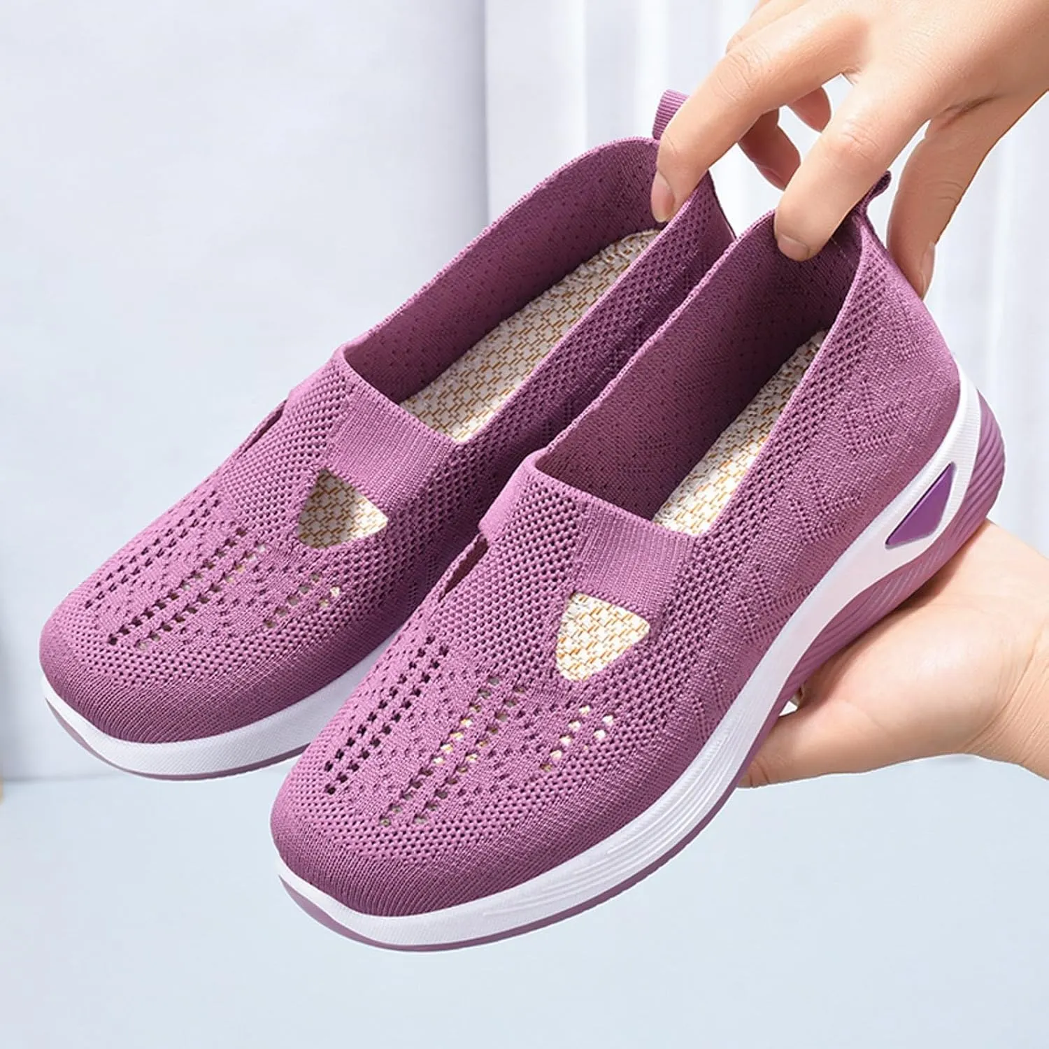Womens Woven Orthopedic Walking Shoes Breathable Arch Support Sneakers for Heel Pain Relief Lightweight Anti Skid