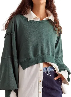 Womens Y2k Cropped Sweatshirts Crew Neck Oversized Sweatshirt Loose Long Sleeve Shirts Going Out Fall Fashion