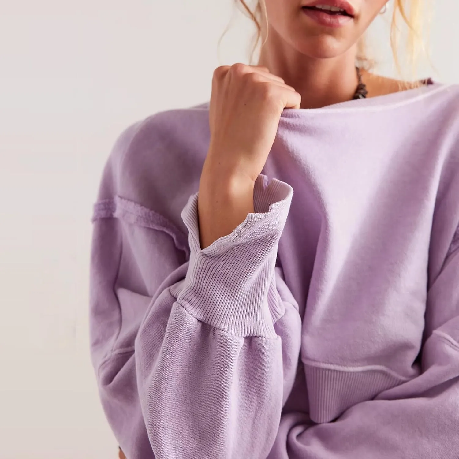 Womens Y2k Cropped Sweatshirts Crew Neck Oversized Sweatshirt Loose Long Sleeve Shirts Going Out Fall Fashion