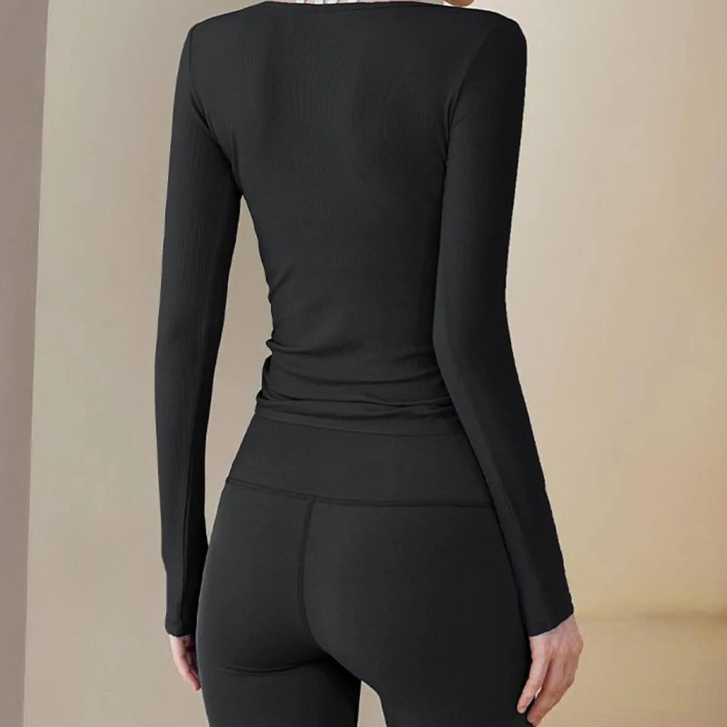 Y2k Ballet Wrap Top Women Sexy Long Sleeve Low Deep V Neck Crop T Shirt Tie Up Yoga Workout Tee Blouse