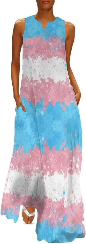 Zakqeik Australian Flag Summer Women's Sleeveless Long Dress Slim Fit Sleeveless Ankle Dresses