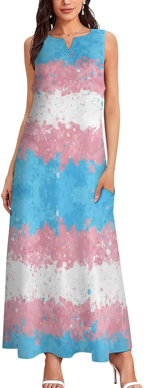 Zakqeik Australian Flag Summer Women's Sleeveless Long Dress Slim Fit Sleeveless Ankle Dresses