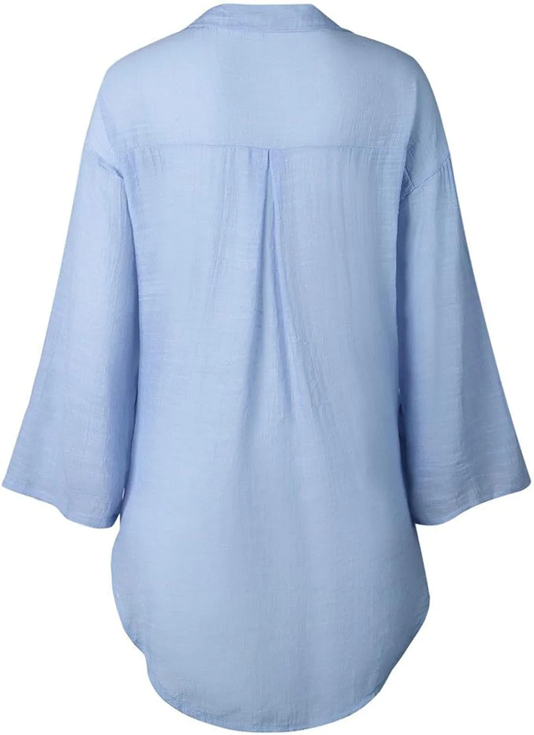Zontroldy 3/4 Sleeve Shirts for Women Summer Oversized Button Down Swimsuit Beach Bathing Cover Ups Shirt Blouse Tops